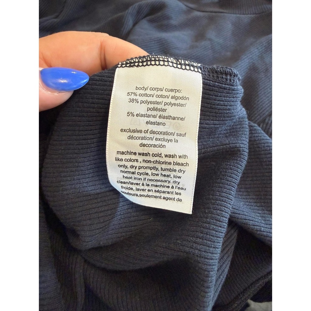 OFFLINE by Aerie Navy Blue Ribbed Henley Racerback Tank Top Shelf Bra Large - Picture 4 of 4